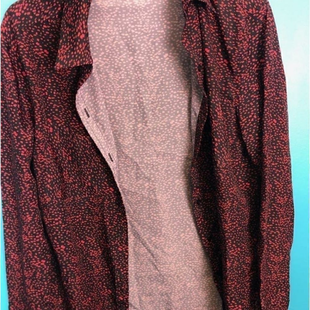 Mossimo Red & Black Button Up Blouse